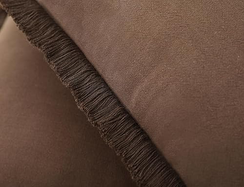 Miniatura 4 de Juego de 2 fundas de almohada de lino natural con flecos, funda de almohada lumbar decorativa neutra chocolate con borlas elegantes fundas de cojín