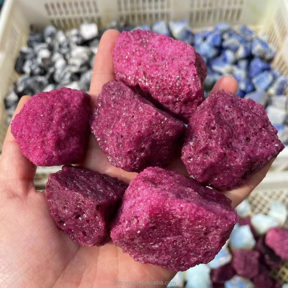 AARTERZZA Red Corundum Stones 200-210g, Raw Ruby Crystal, Gemstone for Aquarium, Home Decoration and Making Jewelry DIY