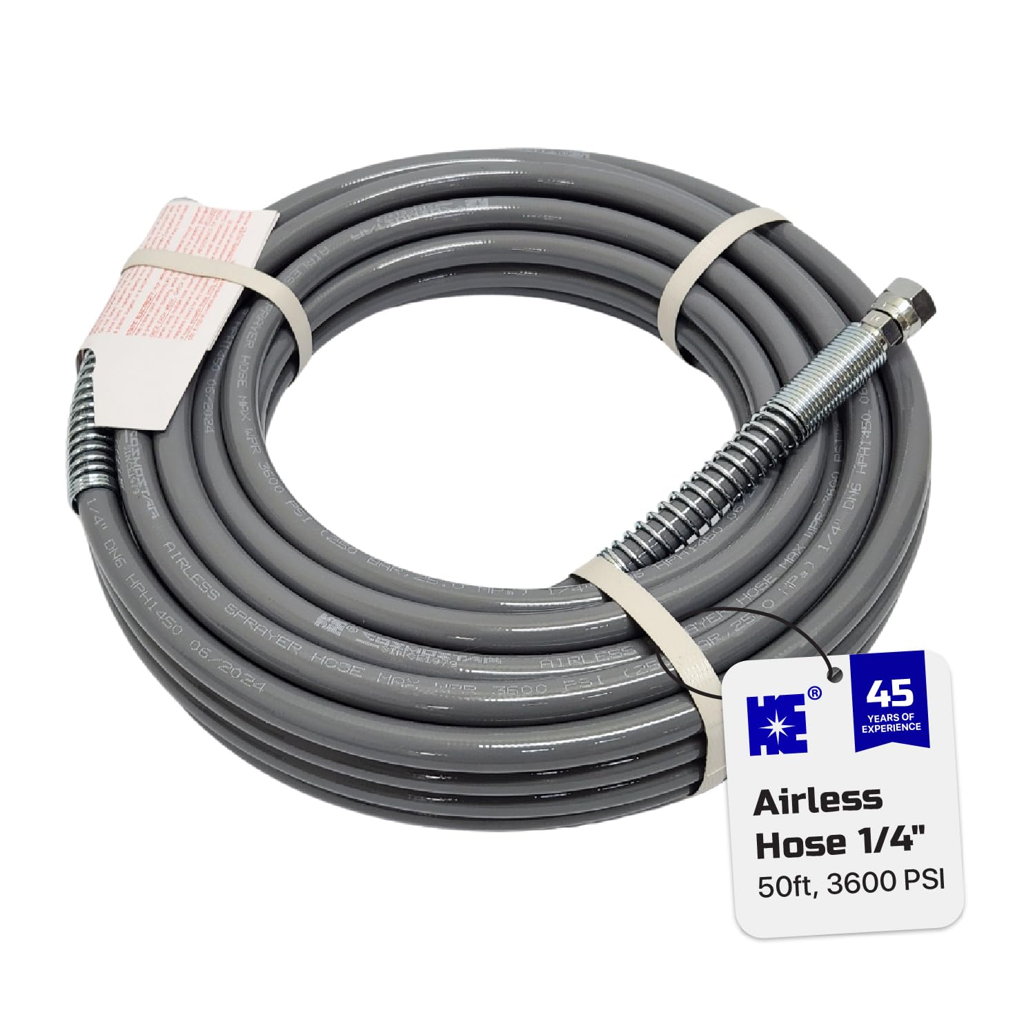 Cosmostar 1/4" x 50 feet Airless Sprayer Hose - 3600 PSI Max Pressure, Durable &amp; Universal Fit Whip Hose