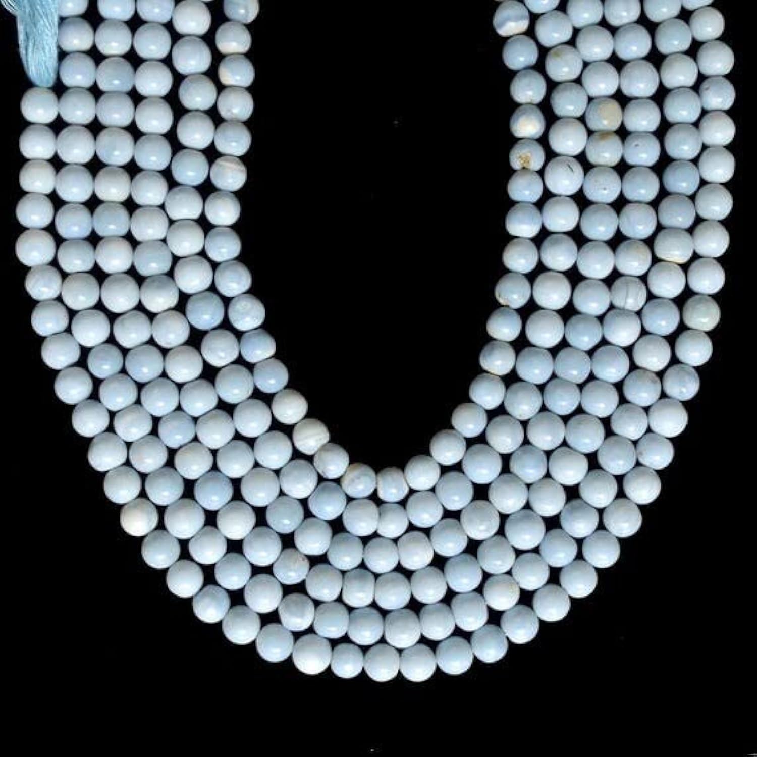 Opale bleue perles rondes 7-8mm fil de 33cm pour création bijoux lithothérapie et loisirs créatifs
