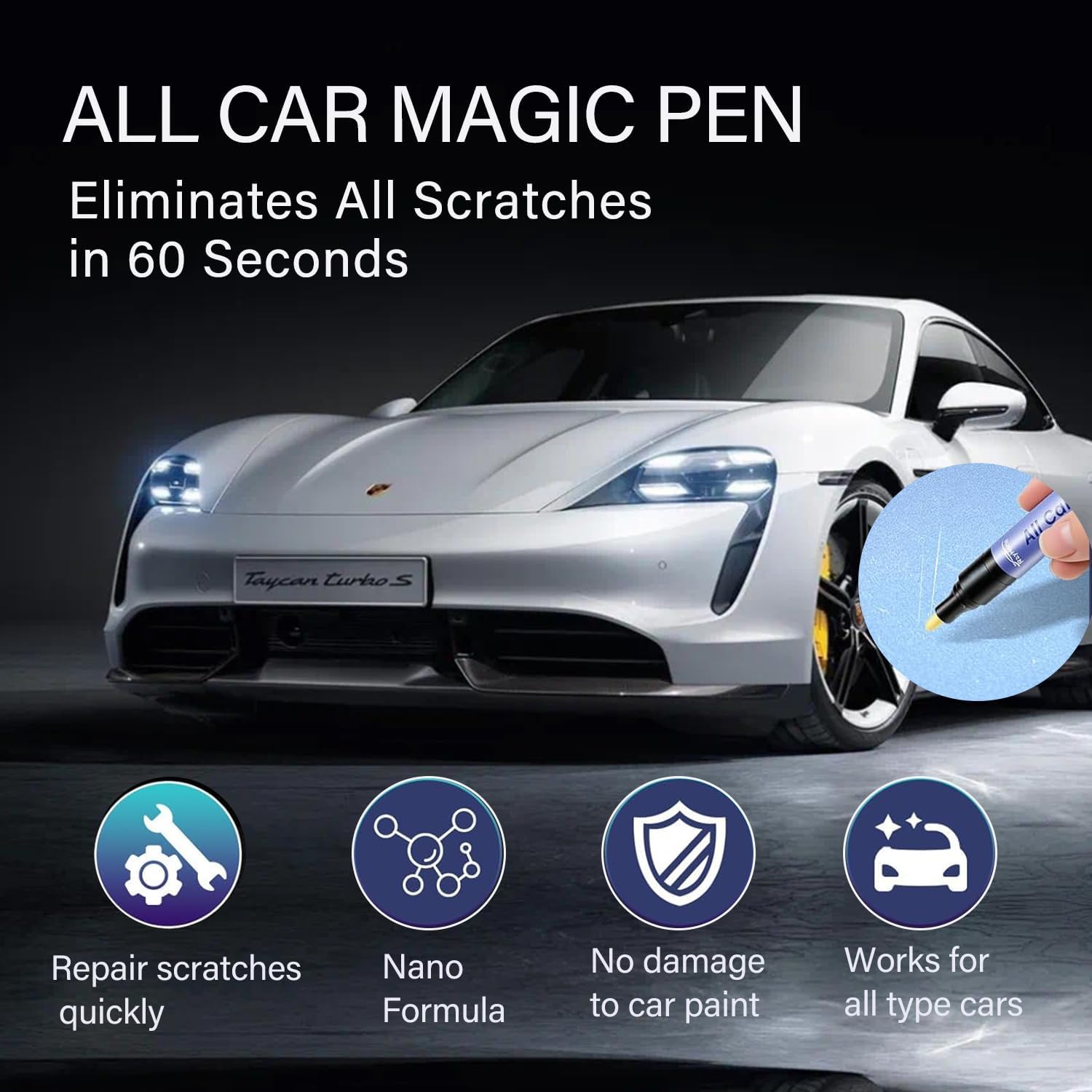 2PCS Car Scratch Remover, Magic Car Scratch Removal Pen, All Cars Magic Pen for Car Scratches, Quick Fix Car Scratch Repair, Car Paint Pen, Works for All Color - Image 2