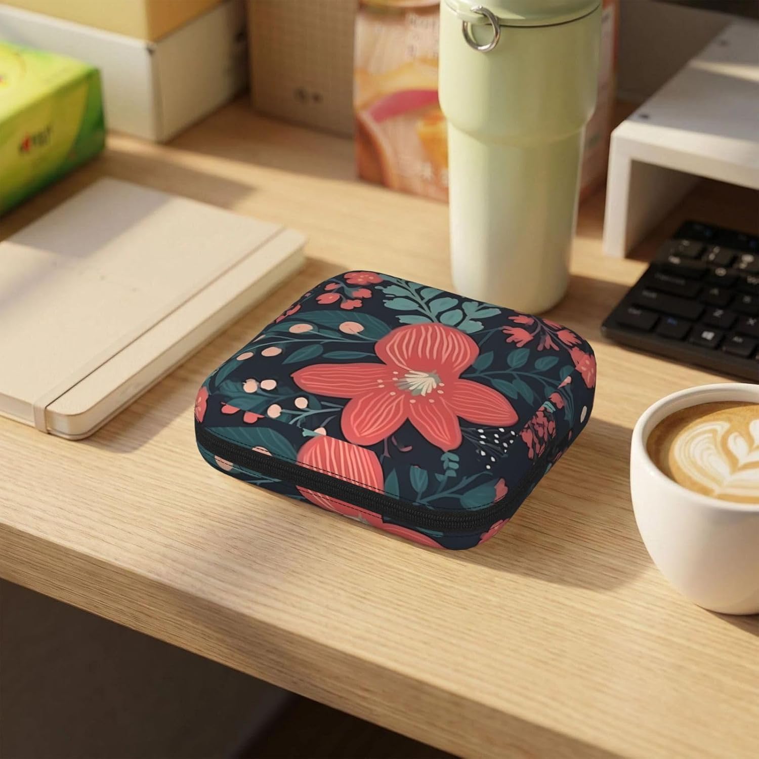 Period Bag Pouch for Women,Sanitary Napkin Storage Bag Portable Period Pad Pouch Small Make Up Bags Simple Little Flower Tampon Holder For Purse Travel Daily Use image 5