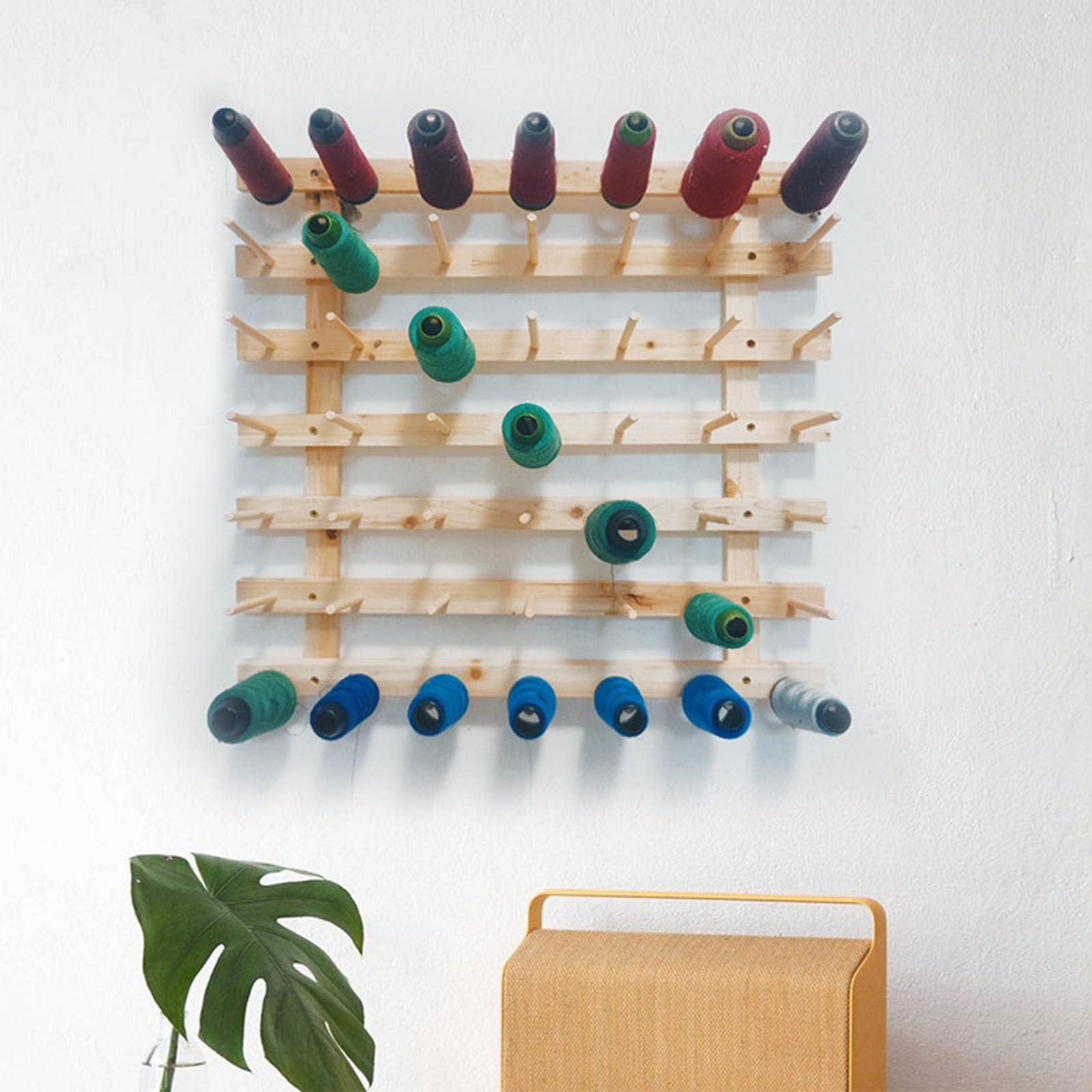 Garnhalter aus Holz – Organizer für Näh- und Stickgarn | Wandmontage-Design – leicht erreichbar beim Nähen und Flechten(50*55cm)