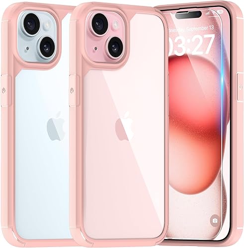 Miniatura 1 de TAURI Funda 5 en 1 diseñada para iPhone 15 Plus, no amarillenta con 2 protectores de pantalla de vidrio templado + 2 protectores de lente de cámara,