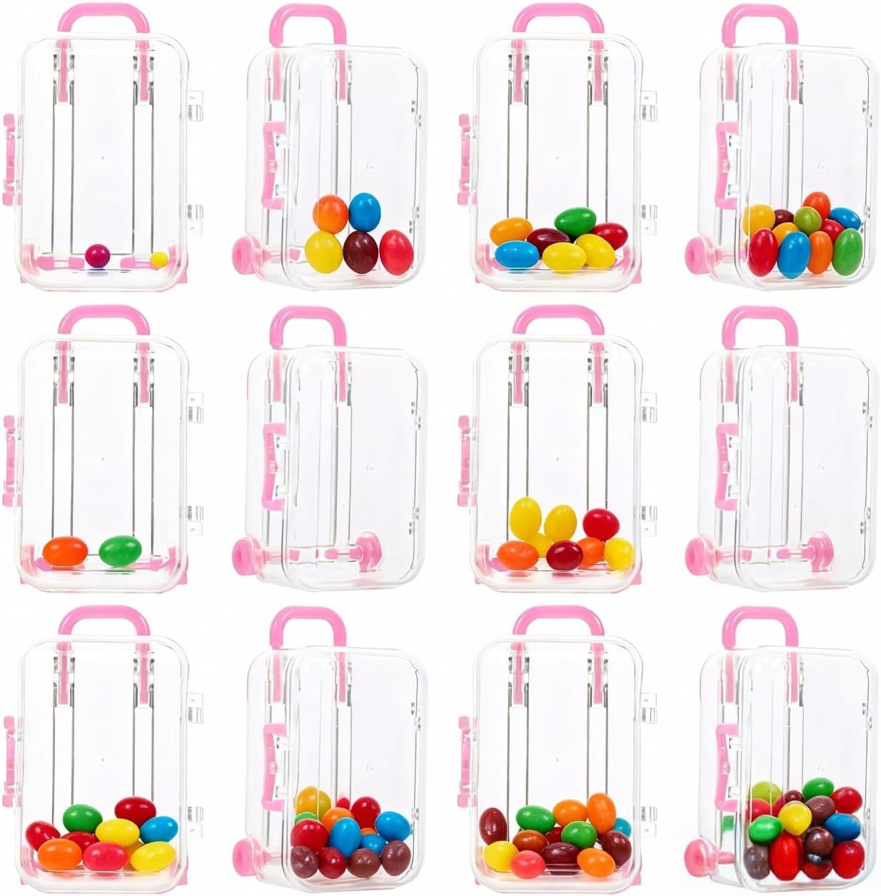 DOITOOL 12 Pcs Mini Suitcase Candy Boxes Wedding Favor Packaging Party Gift Storage Containers 2.99X2.00X1.49In Decorative Boxes for Wedding Celebration Baby Birthday