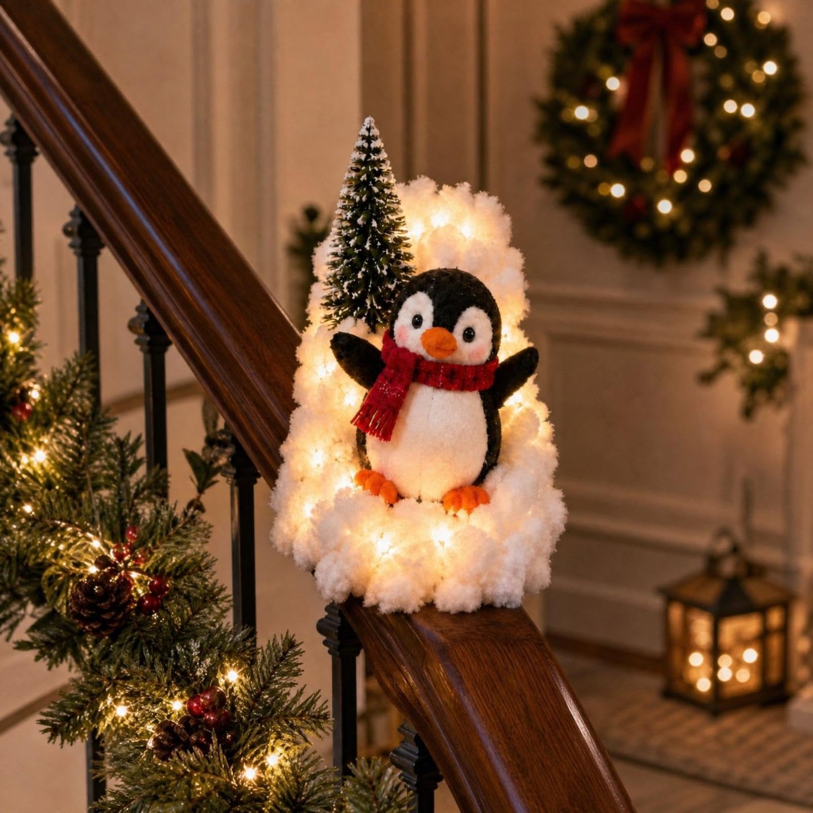 Penguin Christmas Stair Snow Decor, Christmas Stair Decorations(#A)