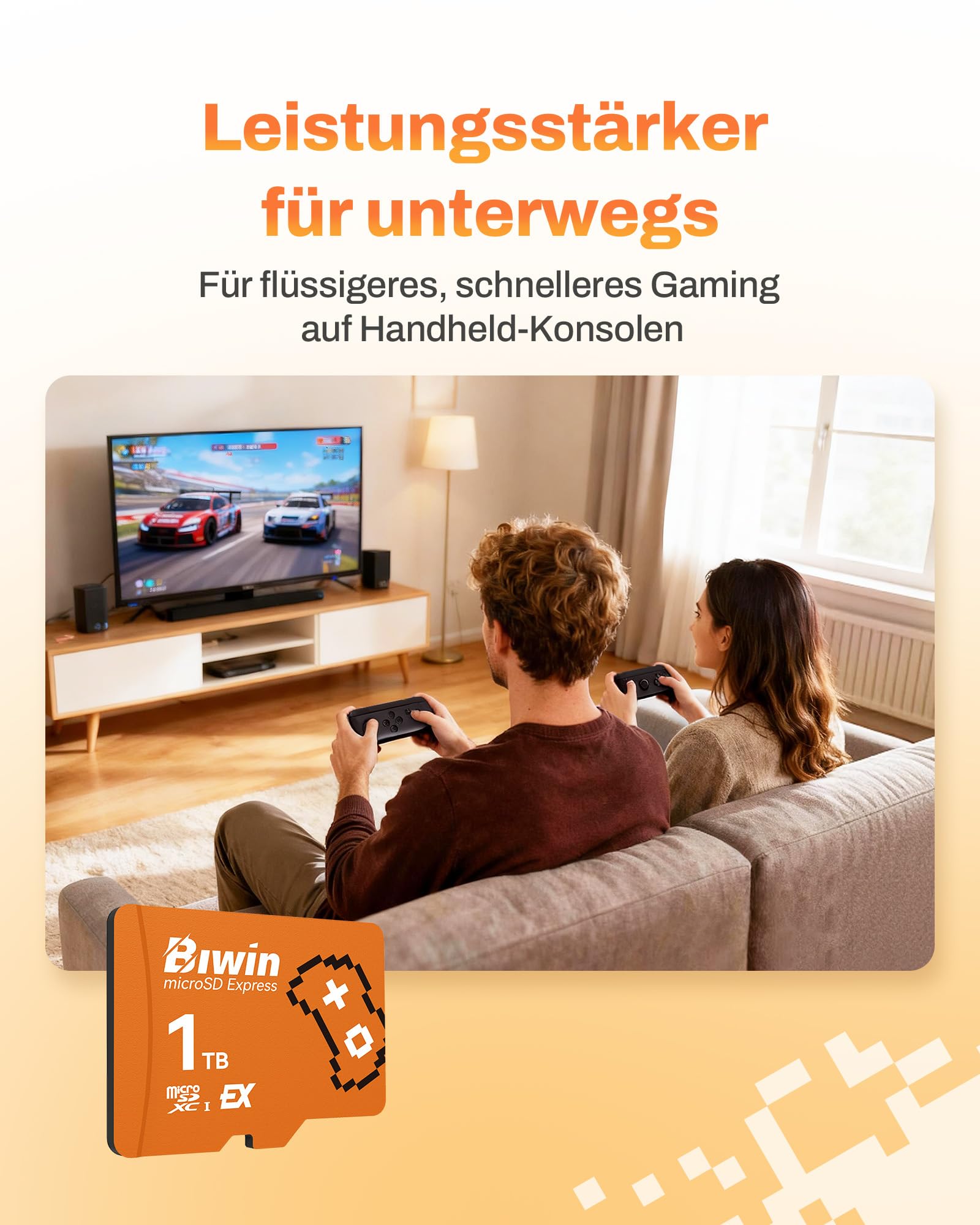BIWIN Amber ME300 microSD Express Karte 1TB, 900MB/s Lesen, 800MB/s Schreiben, SD 7.1, PCIe Gen3x1, UHS-I C10 V30 U3 A1