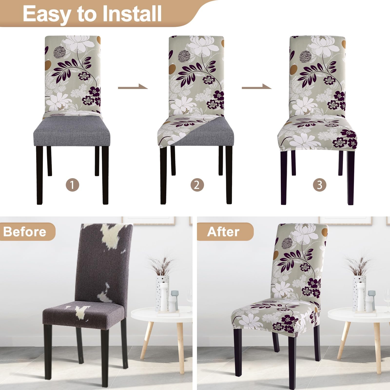 Lot De 6 Housses De Chaise En élasthanne Extensibles Et