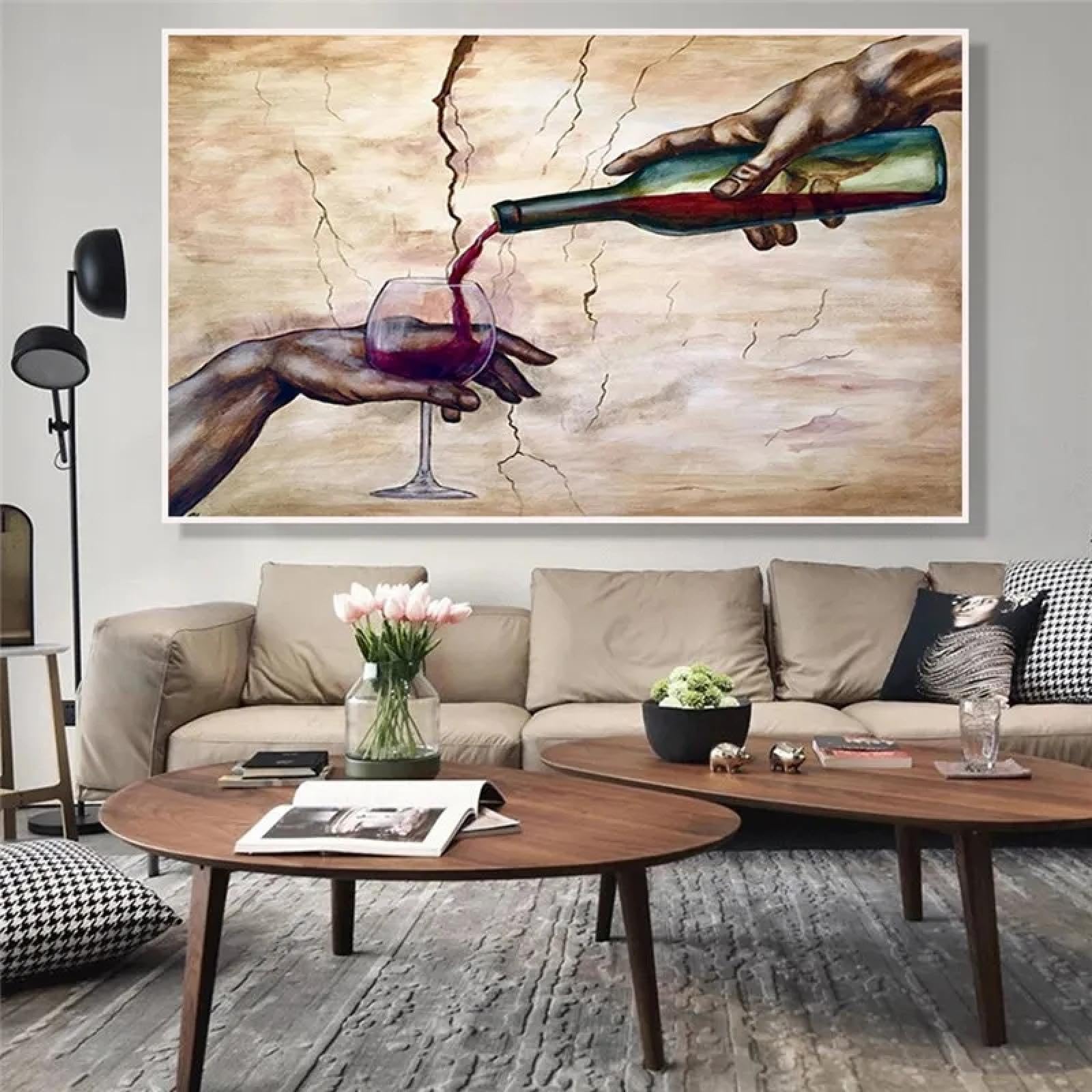 BIEMBI Handed and Pour Red Wine Glass carteles e impresiones arte de pared abstracto moderno pinturas en lienzo cuadros modulares decoración interior 70X100cm marco interno