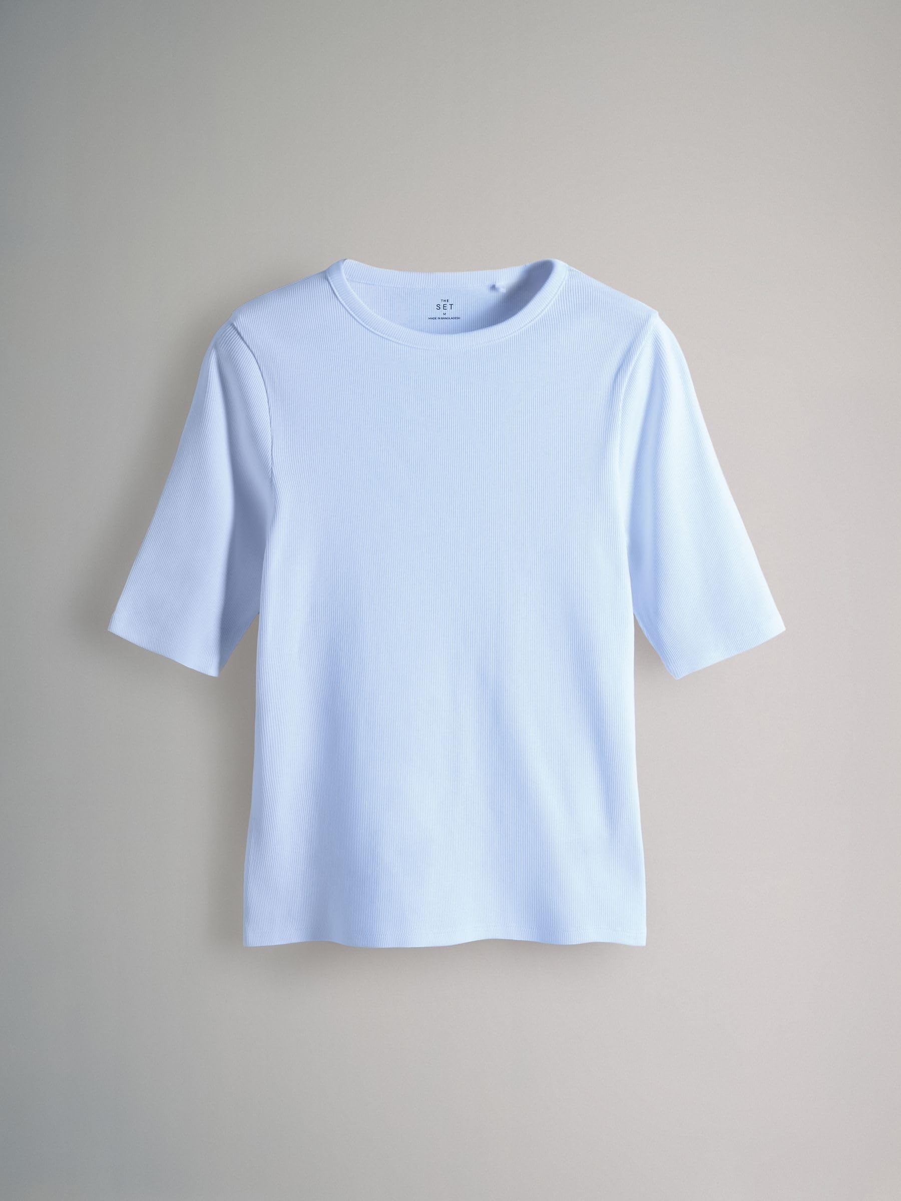 THE SET Femme T-Shirt côtelé à Manches mi-Longues, Lot de 5 | Coupe standard