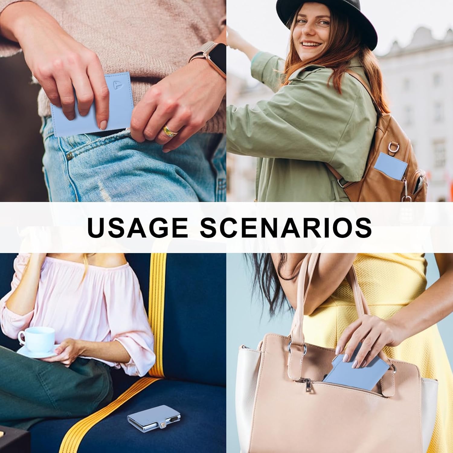 Women Wallet with Card Holder, Small Pretty Wallet with Mirror for Women,Pop Up Card Holder Wallet, Tri-fold Genuine Leather Wallet Women with Mirror, Compact Wallet for Traveling (Blue) - Image 2