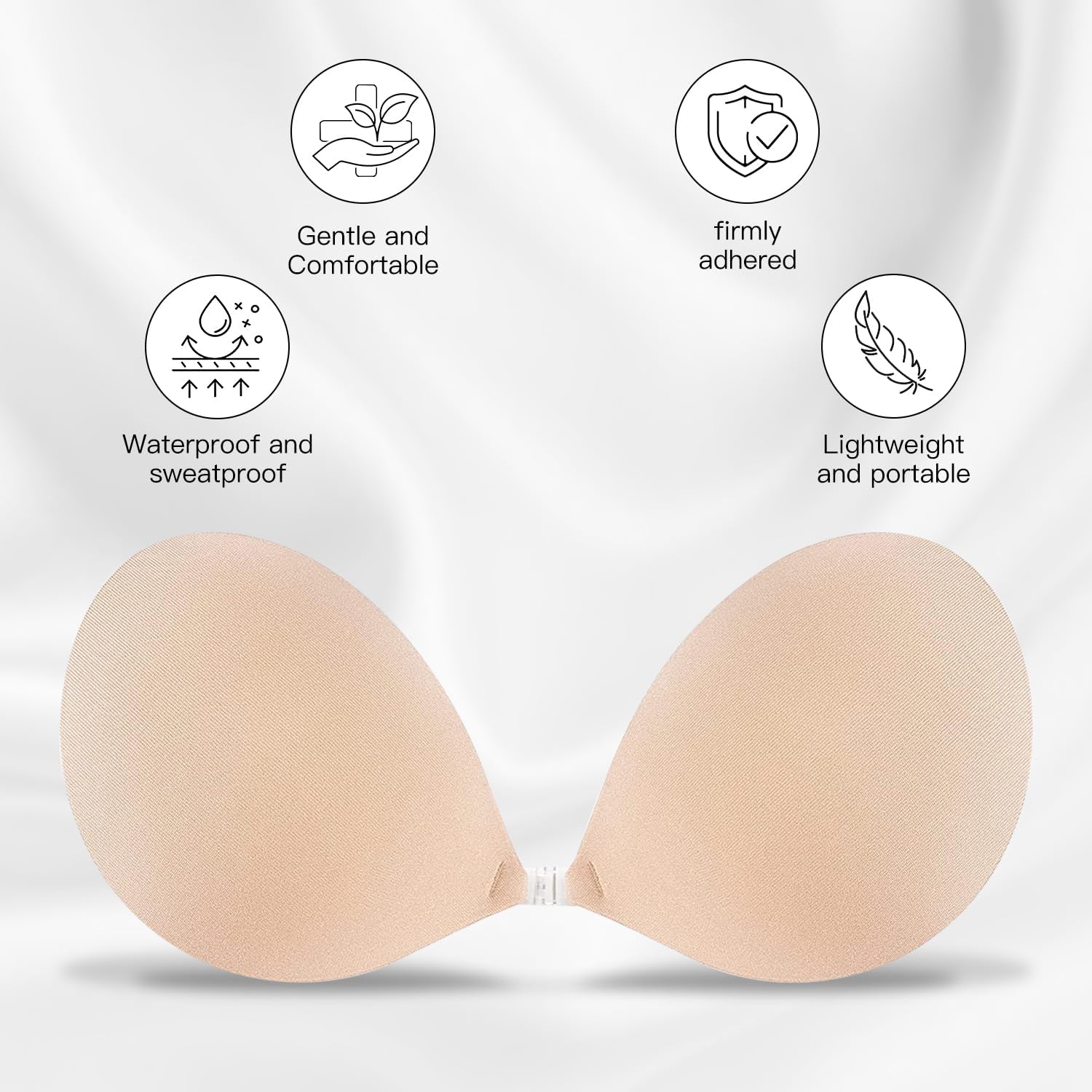 ONLYLOVE Strapless Adhesive Bras for Women, Invisible Push up Sticky Bra Reusable Seamless Backless Bra - Image 4