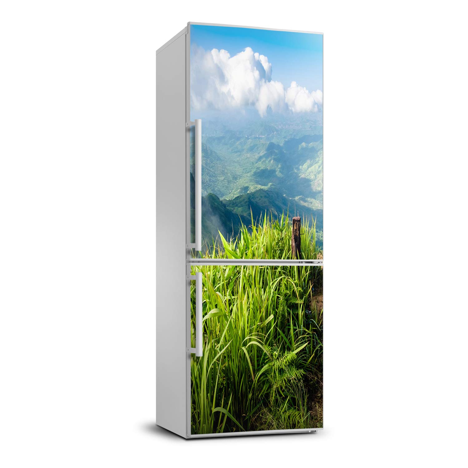 Sticker frigo sentier montagne pour une décoration de cuisine naturelle et épurée
