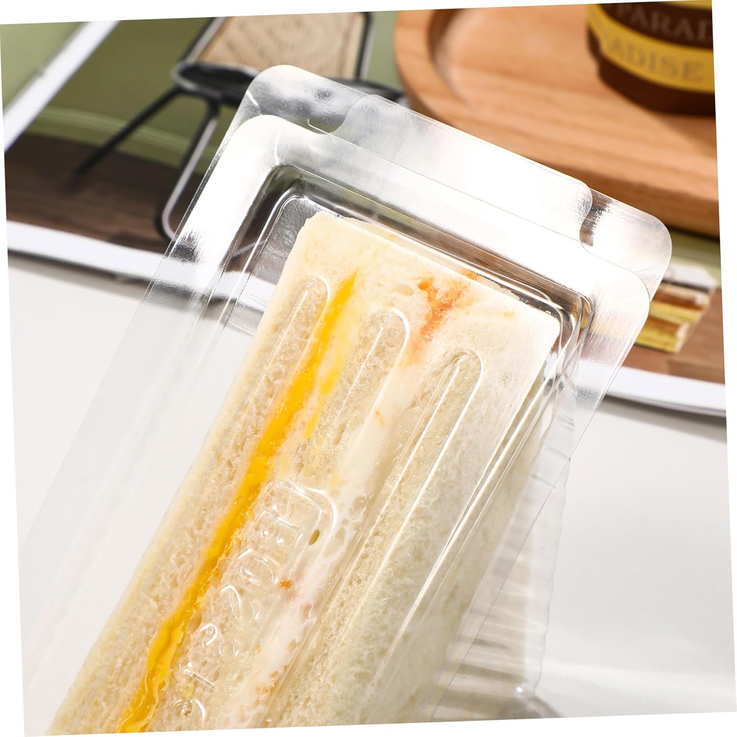 100 Pcs Packing Box Cupcake Containers Triangle Cake Container Sandwich Wrapping Boxes Cheesecake Container Donut Cookie Sandwich Containers Pasties Plastic Clamshell Slicer Bread