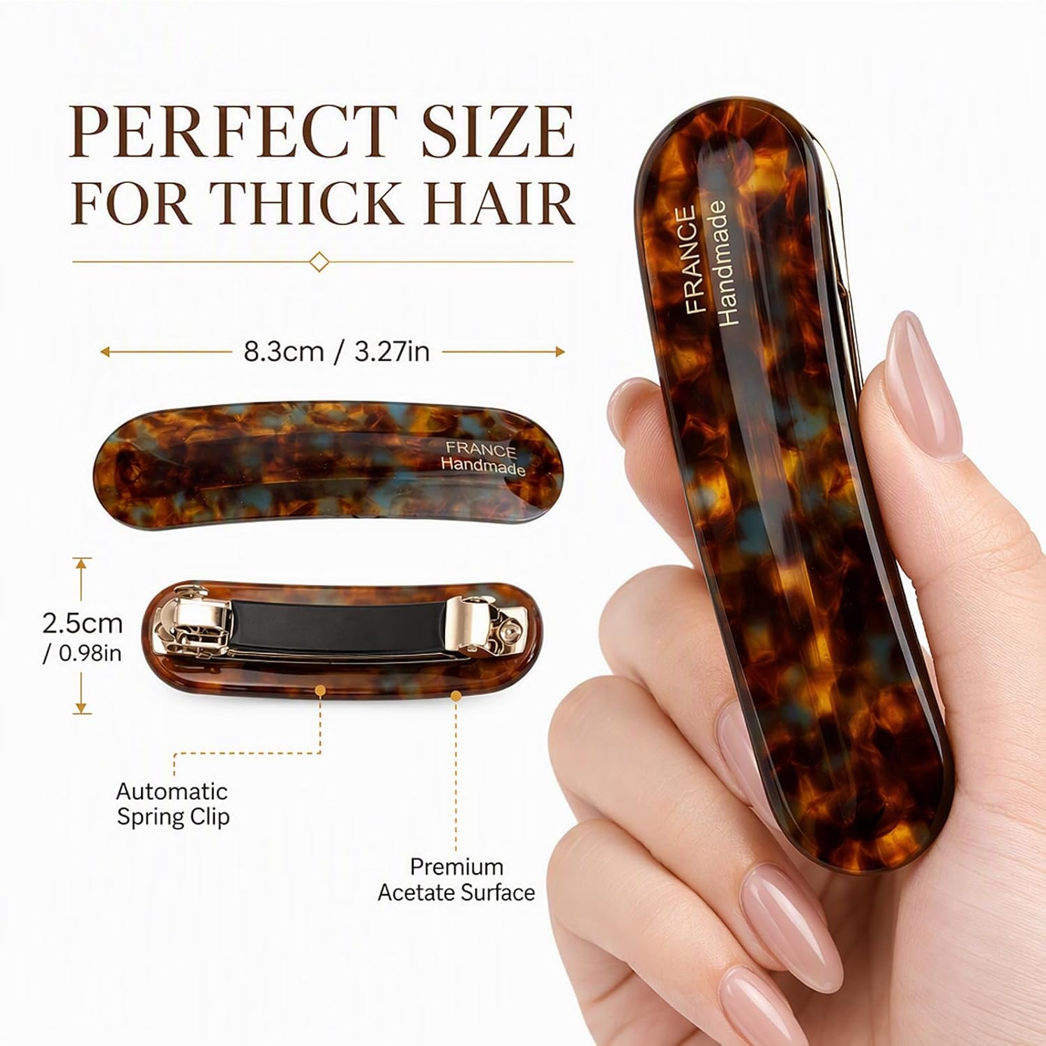 5PCS Acetate Hair Barrette French Tortoise Shell Hair Clip Set image 2