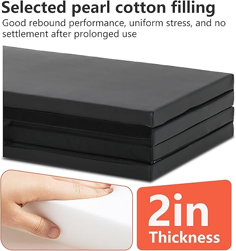 Miniatura 5 de Tapete de yoga grueso de 2 pulgadas para gimnasio en casa, ejercicio, gimnasia, volteras, pilates, equipo de danza, tapete de juego de espuma Negro