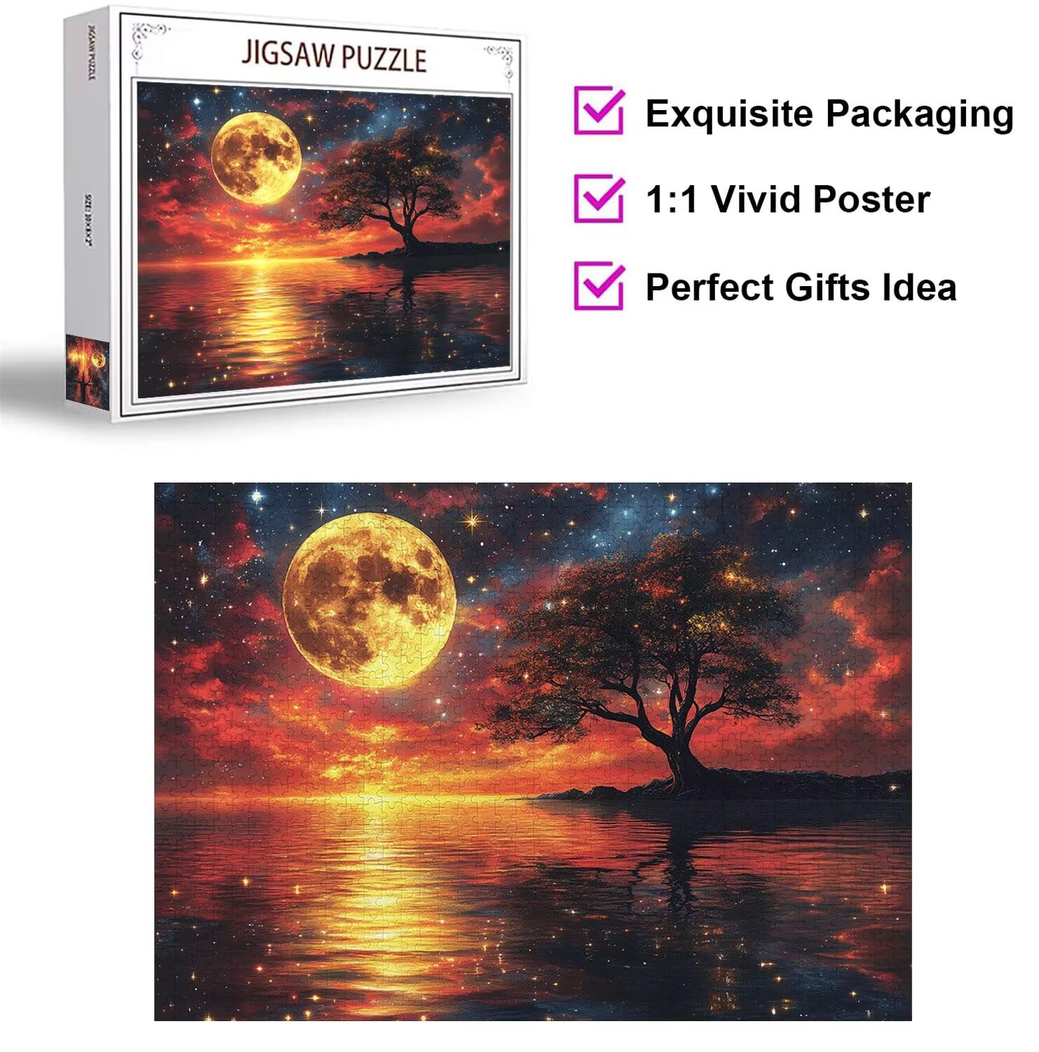 Puzzle 2000 sztuk 99 x 70 cm, Puzzle Dorośli Księżyc Sen, n-855