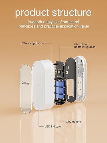 Miniatura 7 de HEIMAN Sensor de puerta WiFi, alarma inteligente de sensor de puerta de ventana, sensor de contacto para seguridad del hogar, detector magnético