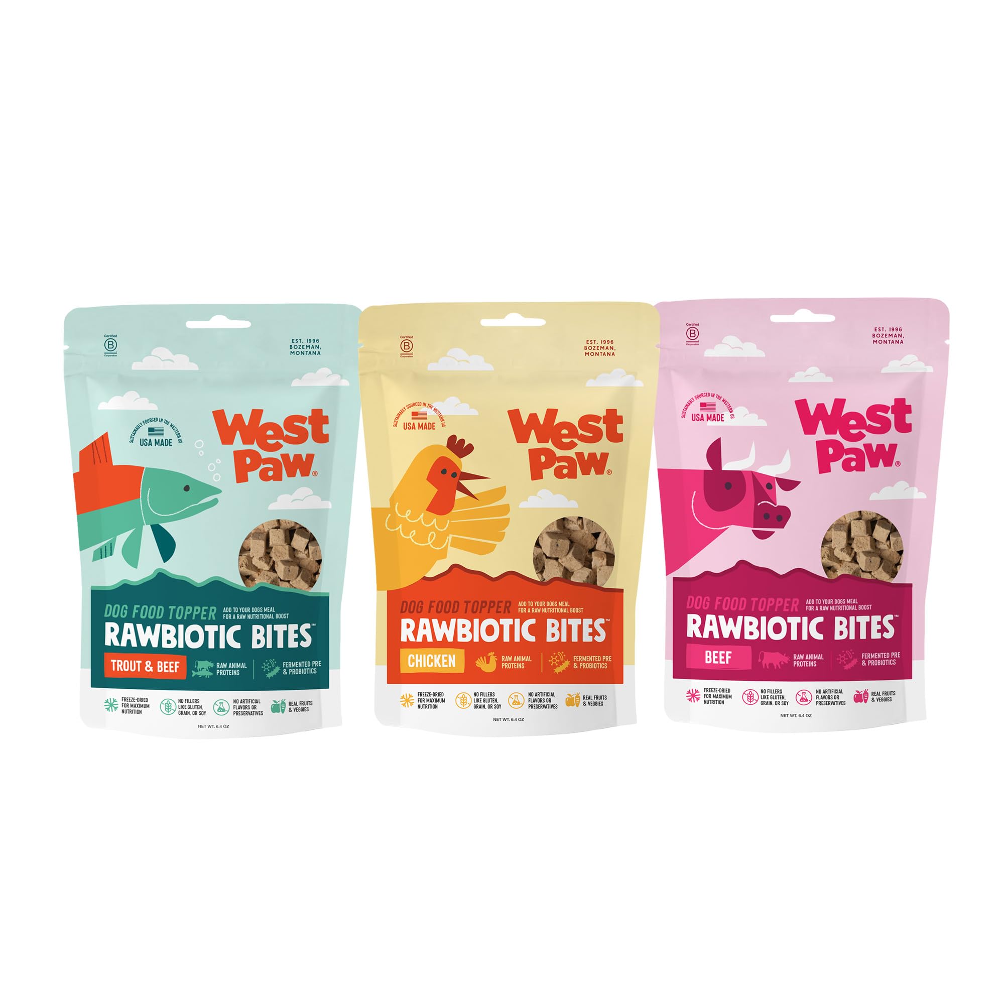 Amazon.com : WEST PAW Rawbiotic Bites Beef & Trout – Probiotic Dog