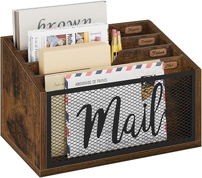 YINMIT Mail Organizer Countertop, 4 Slot Mail Holder for Desk