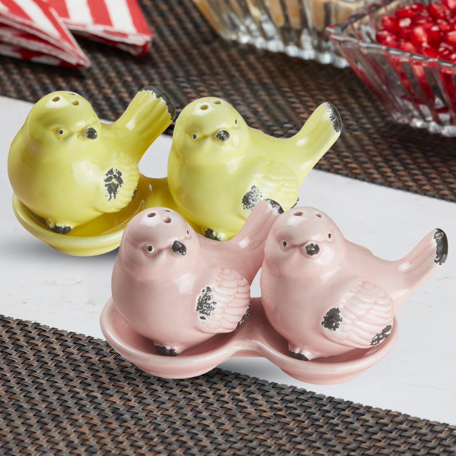 Kookee Ceramic Salt Pepper Set of 2 with Tray | White, Yellow (10663) — Amazon image 15