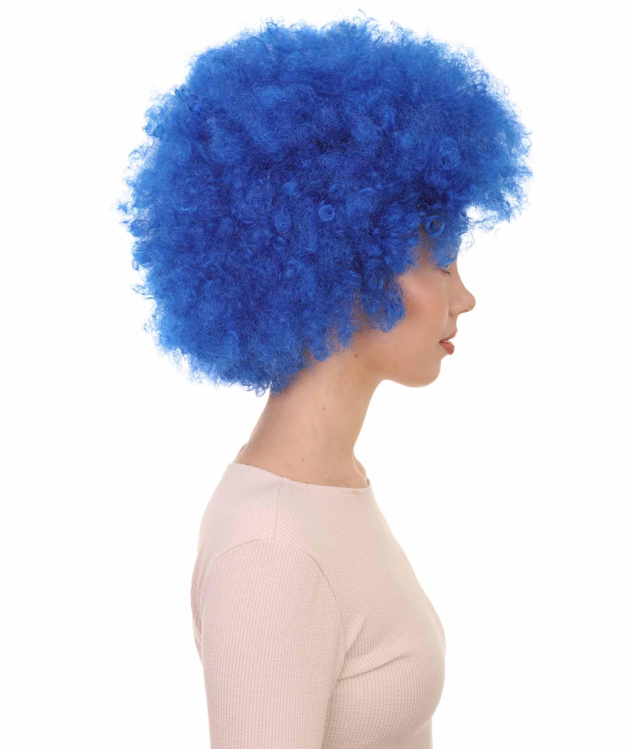 HPO Unisex Blue Afro Clown Jumbo Curly Halloween Wig, Medium - Image 4