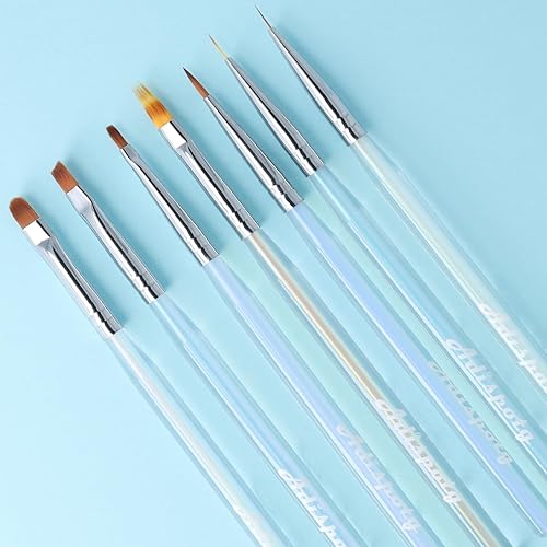 Miniatura 9 de Juego de pinceles para arte de uñas, 7 pinceles de diseño para gel y esmalte de uñas, herramienta de limpieza y dotter para arte de uñas 3D y
