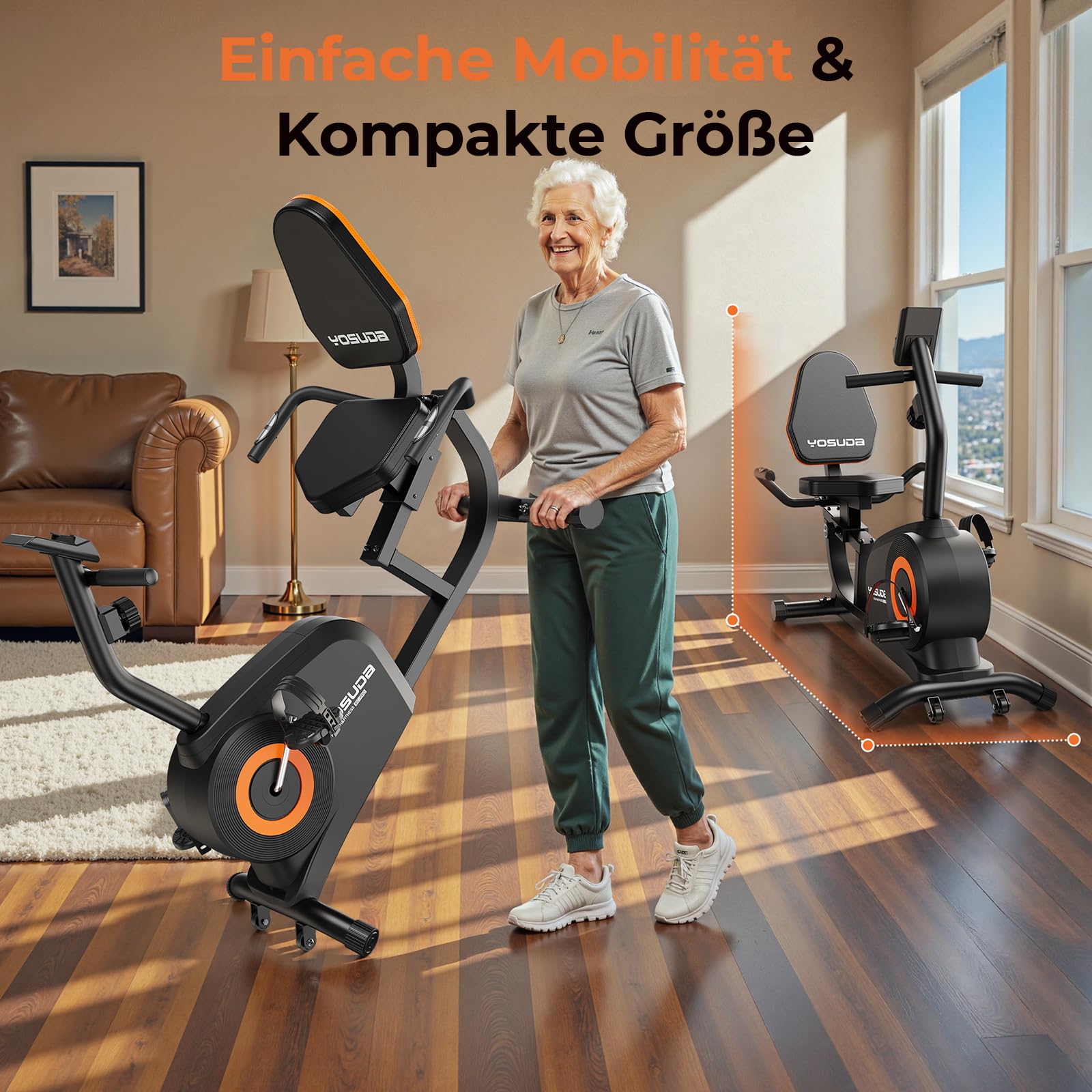 YOSUDA Liegeergometer Testsieger, 16 Widerstufen, Magnetbremse, Leise Liegerad Heimtrainer, verstellbarer Sitz, einfache Montage, LCD-Display und Pulssensoren, 160kg, Heimtrainer Fahrrad für Zuhause