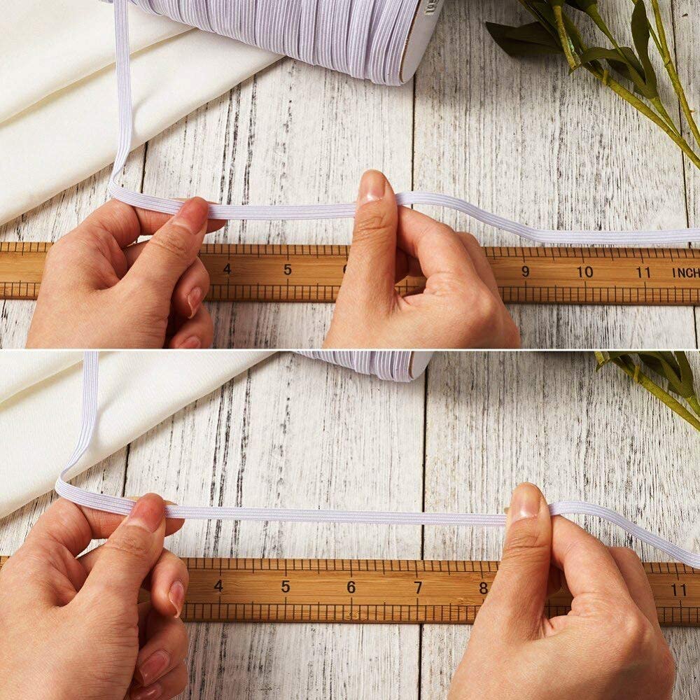 Hesch 9 Elastic 1/4 inch for Tailoring/Sewing, Fashion Designing, Boutique, Stitching (White, 6 mm) 1