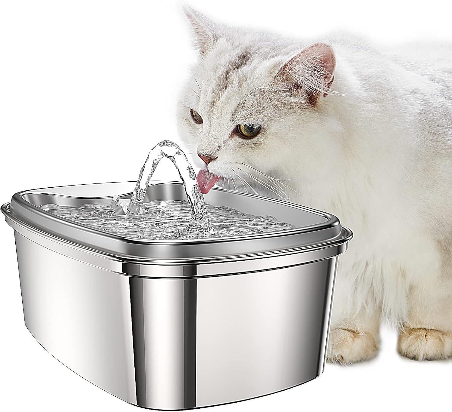 OlarHike Cat Water Fountain Stainless Steel, 61oz/1.8L Dog Water Bowl Dispenser