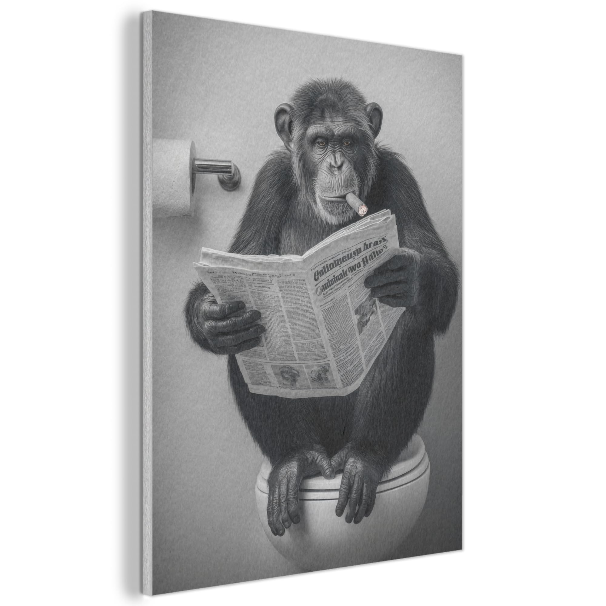 MuchoWow© Felt Panel 30x40 cm Room Style Piece Wallfillers Visual Display Decoration Wall Art Toilet - Chimpanzee - Newspaper - Cigar