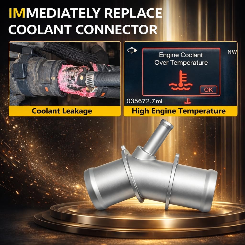 Upgrade Aluminum Radiator Upper Hose Connector Coolant Pipe Adapter Compatible with Toyota RAV4 2009 2010 2011 2012 Replace #: 16571-0V020 16057-36011