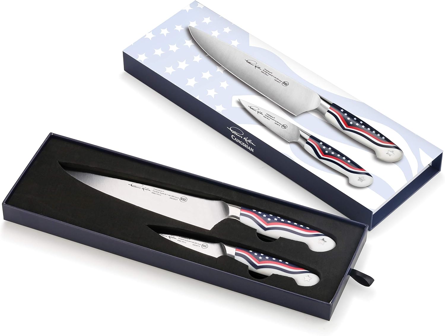 Cangshan United Series 1026115 Swedish 14C28N Steel Forged 2-Piece Starter Knife Set, 8-Inch Chef's Knife and 3.5-Inch Paring Knife