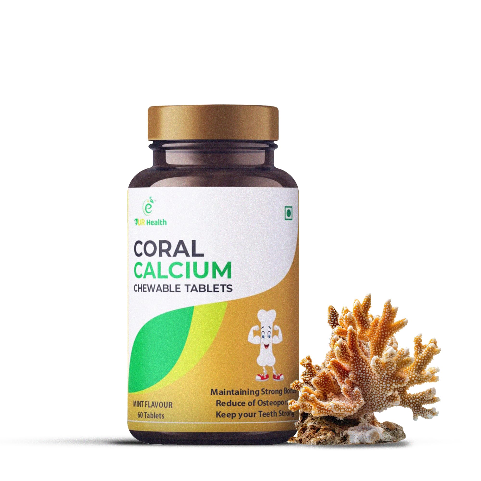 eUR Health Coral Calcium Chewable Tablets - Mint Flavor - Supports Bone, Joint, Teeth & Muscle Health - 60 Tablets (B0C55B6ML8) Amazon Price History, Amazon Price Tracker
