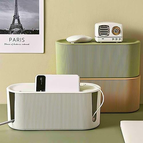 Miniatura 9 de Caja de organización de cables, organizador de cables de escritorio con cubierta de ranura, caja oculta de cables de plástico, organizador de caja