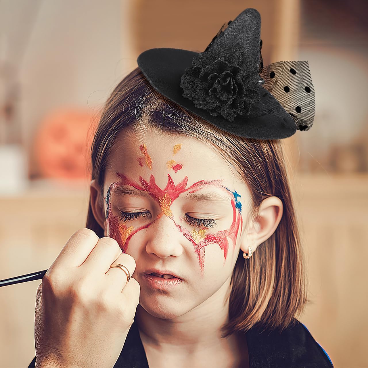 Luxshiny Miniature Witch Hat Clip Halloween Party Headwear Lightweight Mesh Cosplay Accessory for Kids and Adults - Image 8