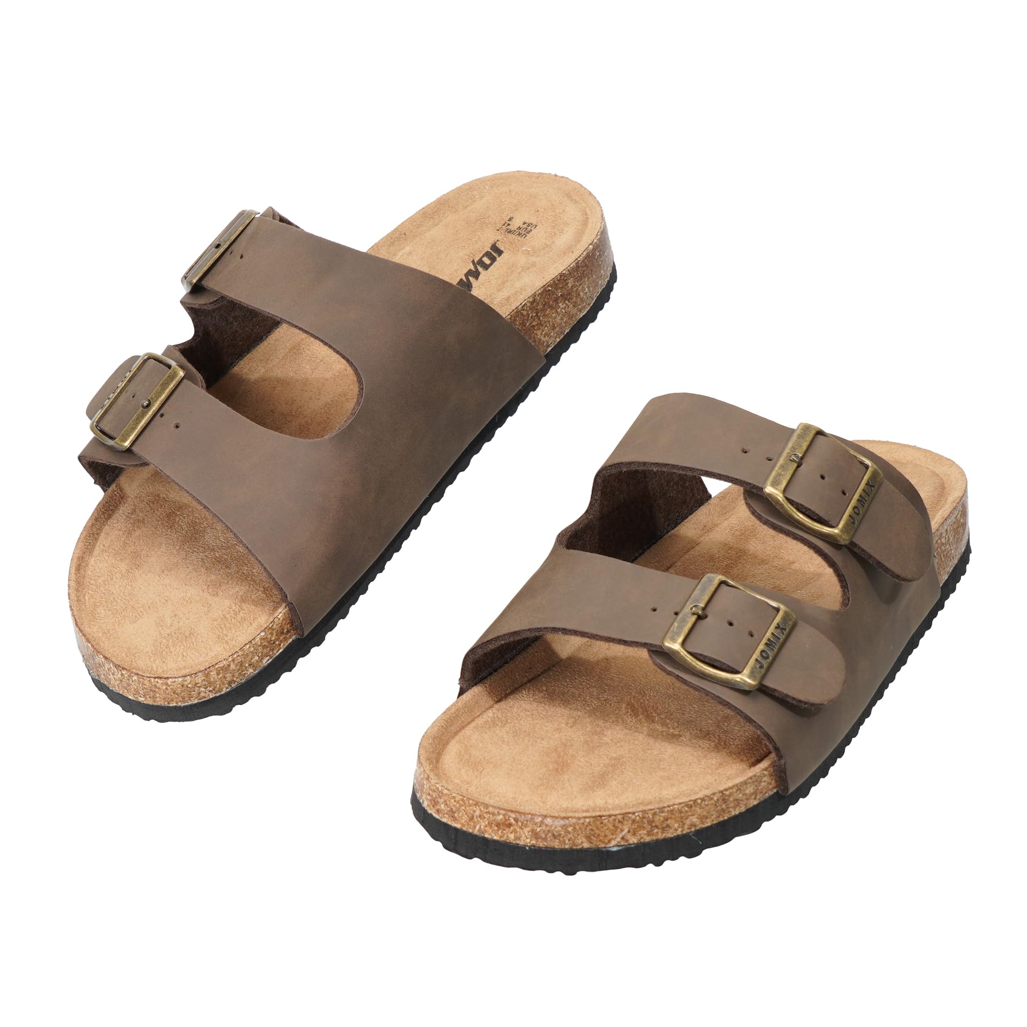 JOMIX Ciabatte Uomo con Doppia Fascia Regolabile Sandali Piatto Elegante Sabots Estive Suola in Sughero Antiscivolo e Comodo per All'aperto