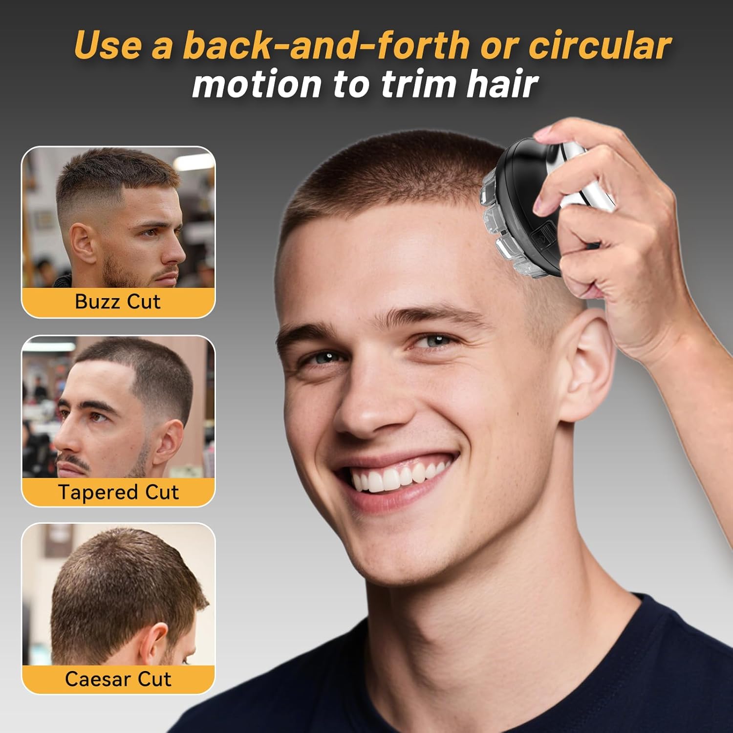 Self Haircut Kit for Men, USB Rechargeable Cordless Hair Clipper & Automatic Circular Hair Trimmer, Adjustable Guide Combs, DIY Self-Cut System, Waterproof Grooming Tool for Home/Dorm