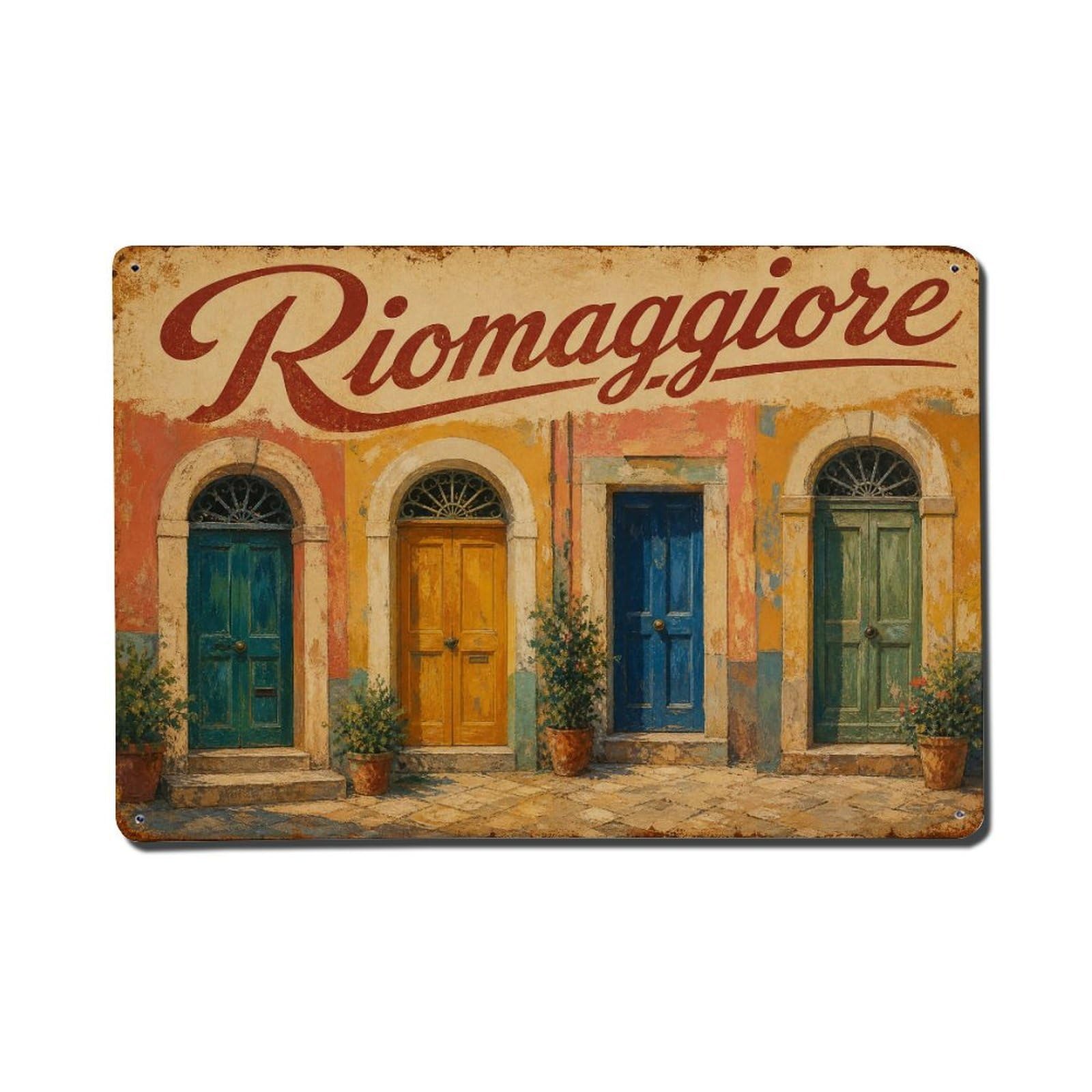 Vintage Travel Riomaggiore Doorways Colorful Entrances Metal Tin Sign
