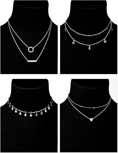 Miniatura 2 de BBTO Juego de 9 gargantilla en capas para mujeres y niñas estilo 1 Metal