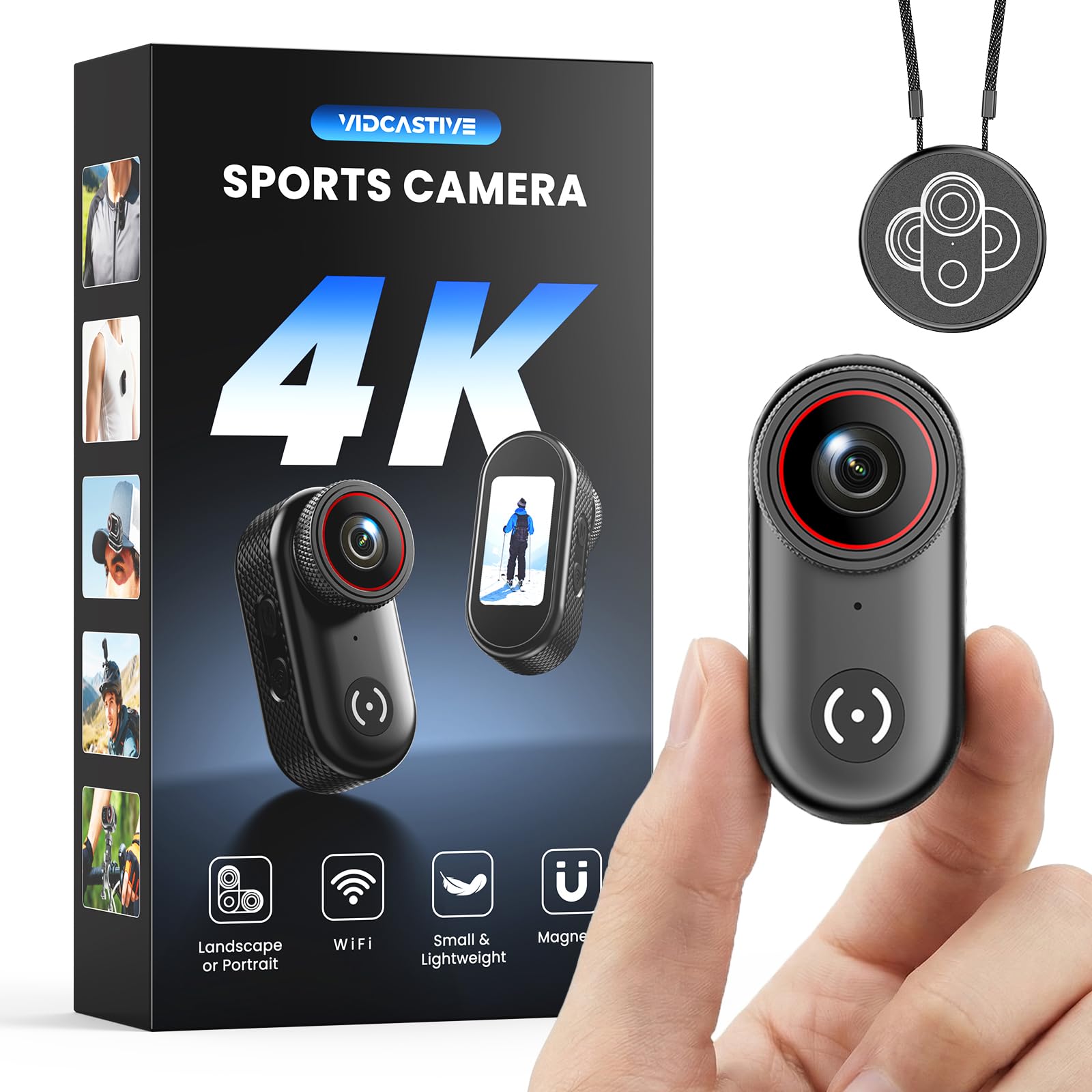 4K Mini Body Camera Wearable POV Action Cam with 1 47 Screen 150-Min Battery Magnetic Clip Mount Thumb-Size
