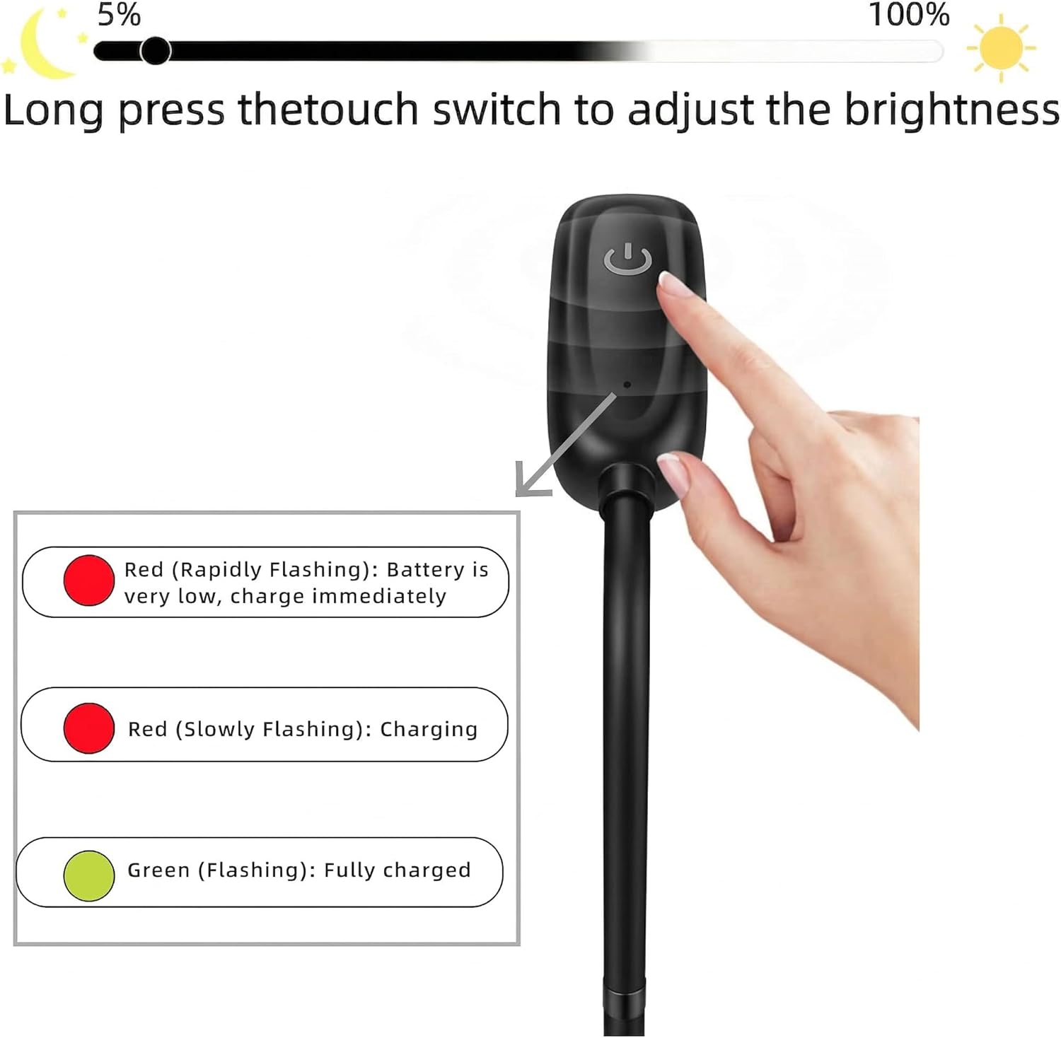 NBPLUS Cordless Portable Floor Lamp, White Touch- Standing Lamp with 3 Color Temperatures, Lightweight & Easy to Carry for Indoor Outdoor Camping Bedroom-Black