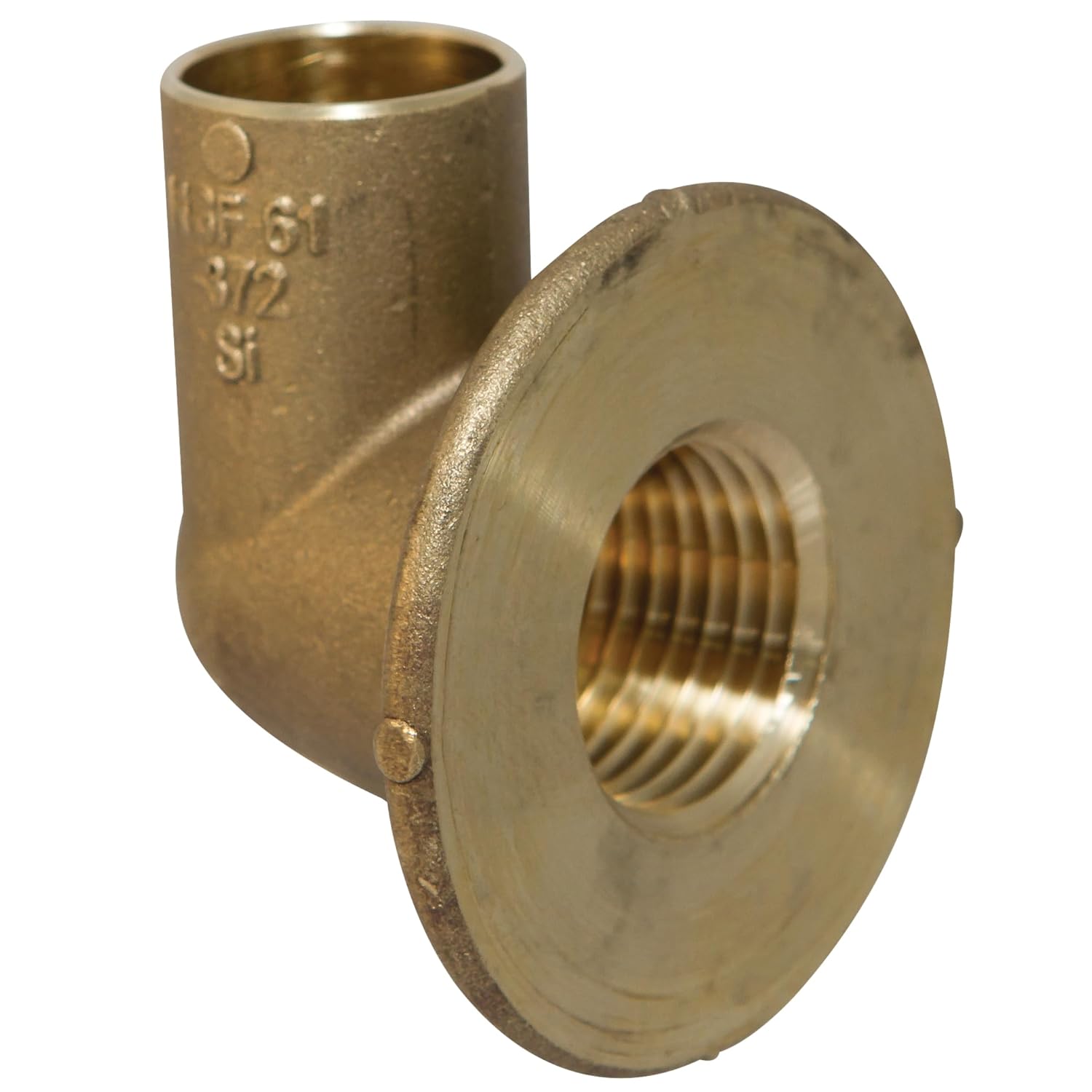 NIBCO Fig No 708-LF, 1/2 in. LF Bronze 90 Degree Flanged Sink Elbow, Cup x Female, Threaded