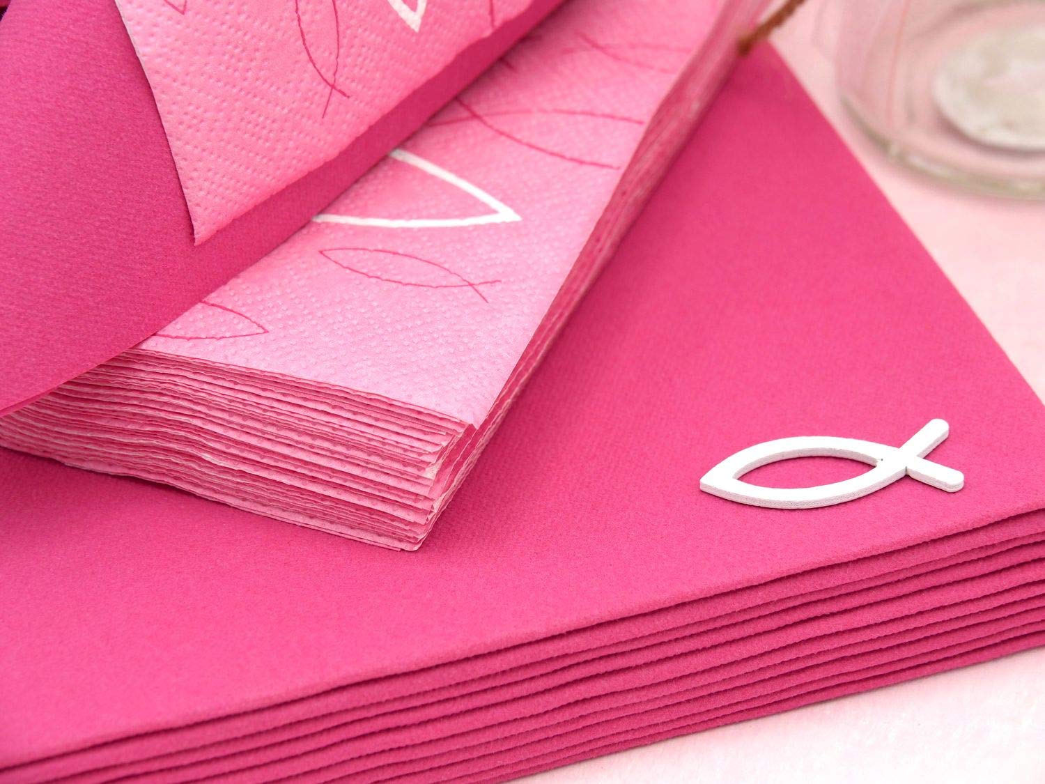 ZauberDeko Tischdeko Kommunion Konfirmation Pink Rosa Weiß Fisch Deko Set 20 Personen