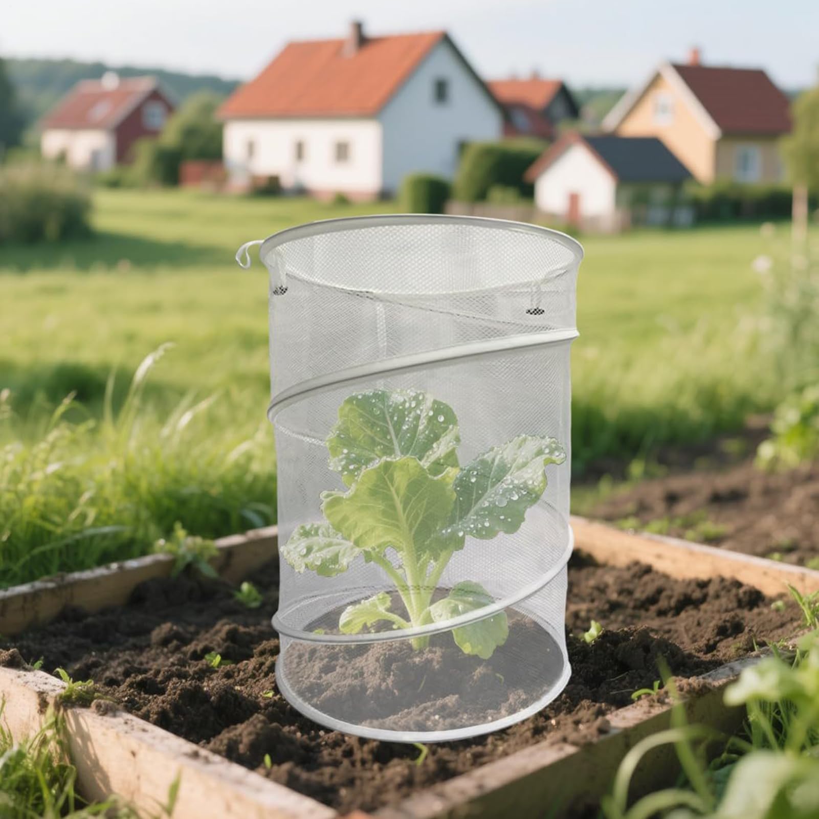 Generisch Protection des Contre Les Chats pour l'intérieur - Filet Rond Pliable réutilisable avec Barres - Protection des Contre Les Animaux - pour l'intérieur, Le Gel Hivernal, la