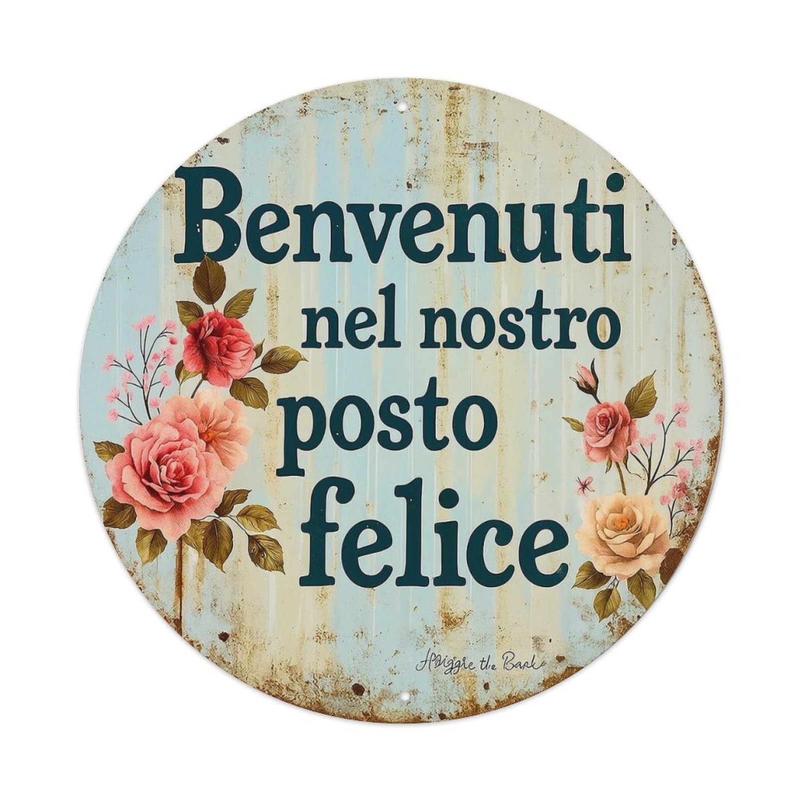 Floral Vintage Rustic Sign Art Vintage Round Tin Sign Retro Metal Wall Decor Metal Poster, Home Bar Garage Cafe Wall Art Decoration 8x8Inches