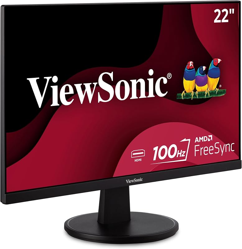 ViewSonic VS2247-MH 22 Inch 1080p Monitor, 100Hz Refresh Rate for Smooth Home and Office Viewing, Eye Care Technology, Thin Bezels, HDMI, and VGA Inputs