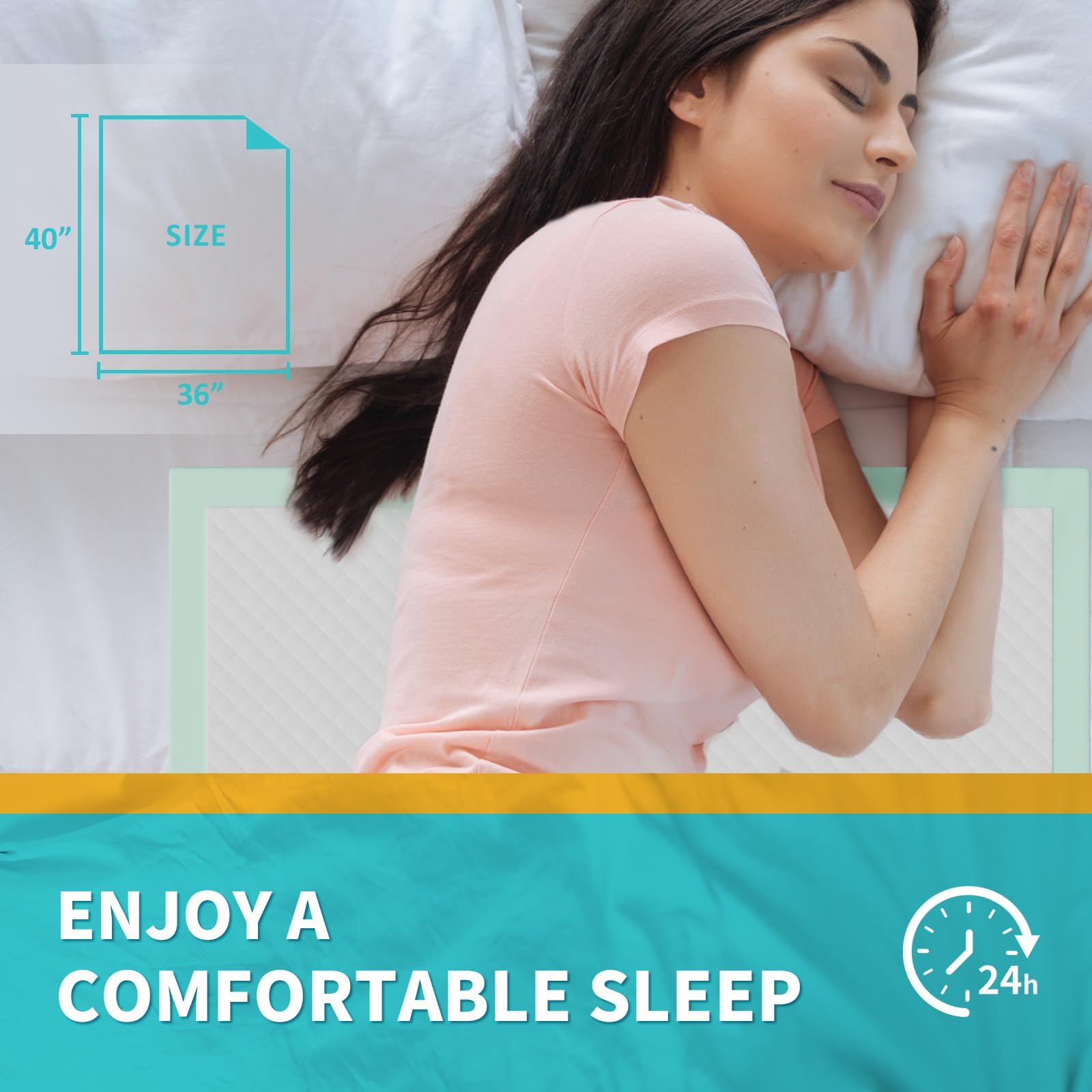 Almohadillas de cama desechables de 40 x 36 pulgadas, extra grandes, para adultos, superabsorbentes, impermeables, para incontinencia, colchón o mascotas [100 x 91 cm, 40 piezas]