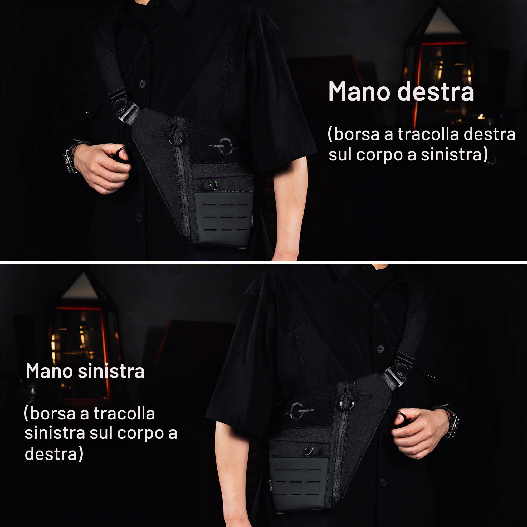 TACTICAL_GEEK Cache L1 Borsello Uomo Tracolla Multiscomparto Impermeabile Tracolla Uomo Antifurto Spalla Petto Borsa a Tracolla Unisex per Il Lavoro, i Viaggi, L'uso Quotidiano Marsupio Uomo Tracolla