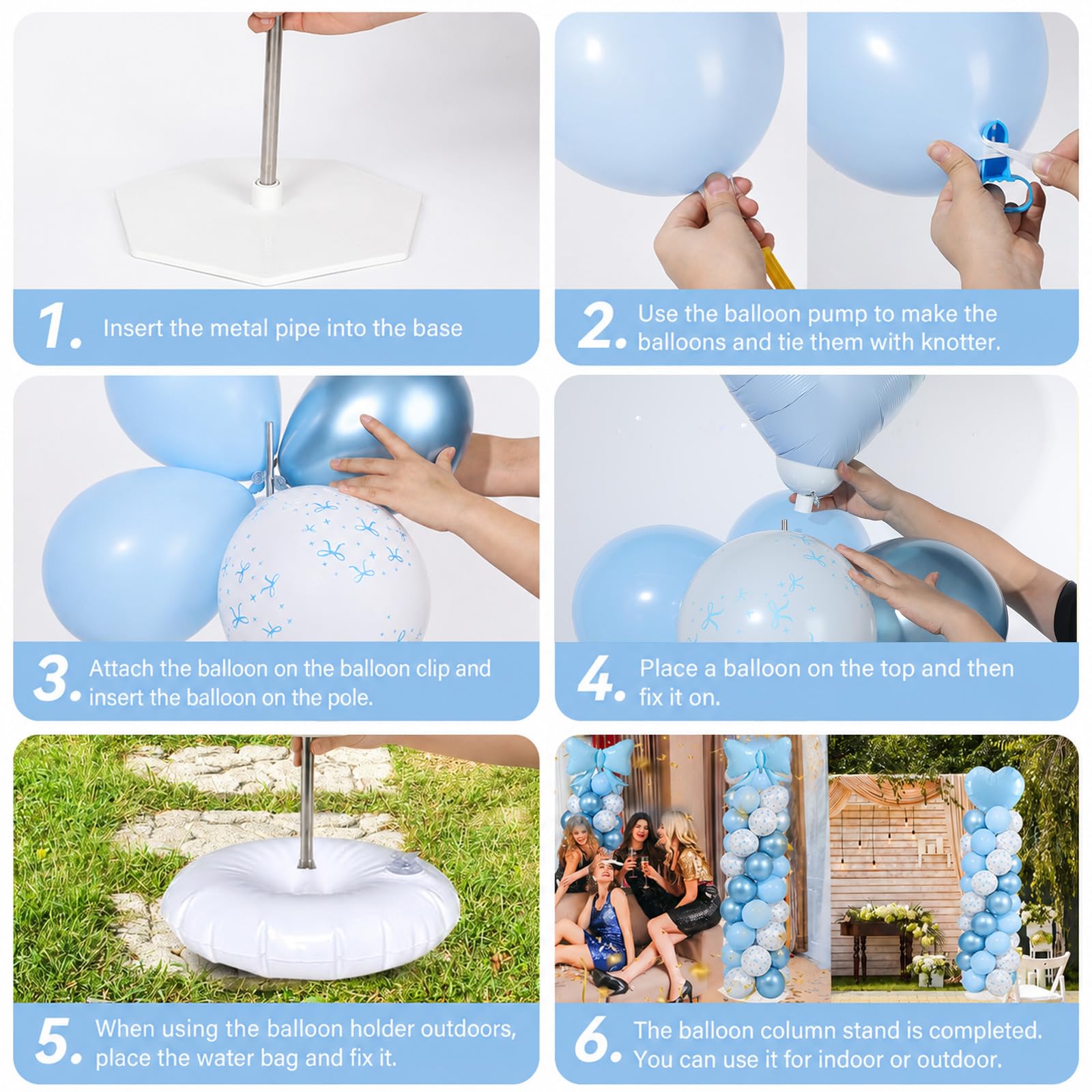Kit di decorazioni per feste con racchetta a forma di cuore blu, con supporto